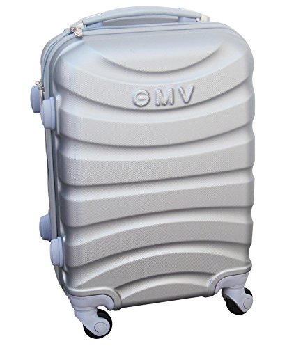 TROLLEY CABINA VALIGIA RIGIDA BAGAGLIO A MANO GIAN MARCO VENTURI CABIN SIZE  LOW COST RYANAIR EASYJET LUGGAGE CABIN SIZE SUITCASE GUSCIO RIGIDO MISURE  INFERIORI A 55X40X20 (ARGENTO) - Miglioritrolley.it
