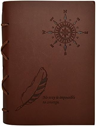InpourPack Leather Journal Notebook, Vintage Classic Embossed Blank String Daily Notepad, Best Gift for Art Sketchbook, Travel Diary &amp; Notebooks to Write in, Medium 7 x 5 Inches, Dark Brown