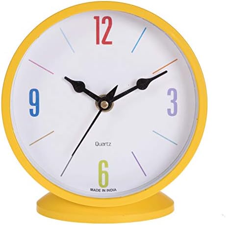 Smera Multicolour Digit Round Abstract Quirky Plastic Table Clock -Cum-Wall Clock (13.4x14.6 cm , Yellow )
