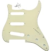 Dopro 11 Hole Vintage 62 Strat ST SSS Single Coil Pickups Guitar Pickguard Scratch Plate with Screws for American FD 62 Stratocaster Aged White 3 Ply