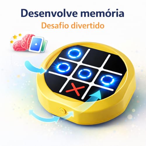 Jogo da Velha Eletrônico 3 em 1 com Luzes, Jogo da Memória e Jogo Topeira, Brinquedo Interativo Portátil com Som e Luz, Jogo Educativo Infantil