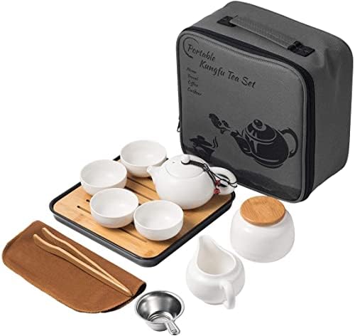 Lyty Chinese Tea Pot Cup Set with Tray Infuser Travel Ceramic