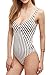 CUPSHE Women's Stripe Printing Halter One-Piece Padding Swimsuit (L) Multicolor