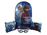 Disney Frozen Swimming Pool Set 3 Items, Includes: 1 Frozen Kickboard, 1 Frozen Goggles, 1 Set of Frozen Arm Floats