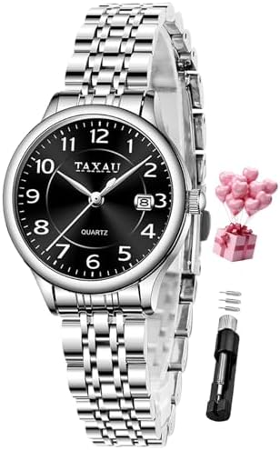Amazon.com: Taxau Womens Silver Watch Black Face Elegant  display picture 3