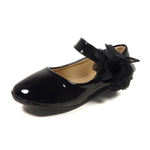 Nova Utopia Toddler Little Girls Flower Girl Dress Ballet Mary Jane Bow Flat Shoes,NF Utopia Girl NFGF061New Black 6