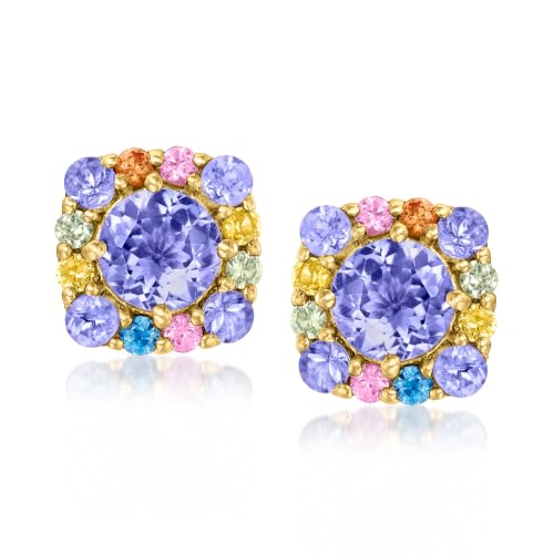 Ross-Simons 1.30 ct. t.w. Tanzanite and .40 ct. t.w. Multicolored Sapphire Earrings in 18kt Gold Over Sterling at Amazon