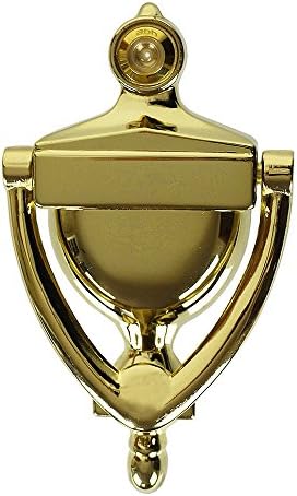ABH Bright Brass Door Knocker With Peephole Viewer