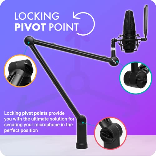 Movo ASM7 Desktop Mic Boom Arm Stand Desk Mic Stand with Desktop