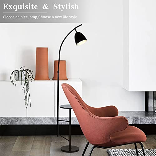 O'NEELDY Modern Black Arc Floor Lamp with Marble Table 70'' Tall