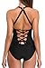 SOCIALA Womens Sexy One Piece Swimsuit High Cut Monokini Bathing Suit Backless Swimwear Black 2XL