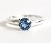 6mm London Blue Topaz and Argentium Sterling Silver Ring - Blue Gemstone Prong Ring