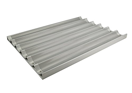 Click Here to See More Images Winco ABP-6L, 18 x 26-Inch 6 Slot Long Aluminum Baguette Pan, Baking French Bread Pan, Perforated Loaf Pan, NSF