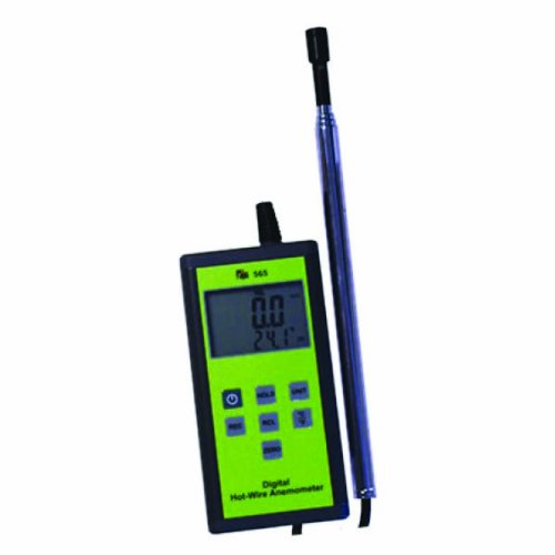 TPI 565C1 Digital Anemometer with Hot-Wire Probe, 0.2 to 20 m/s Velocity, -20 to +80Â° C Temperature