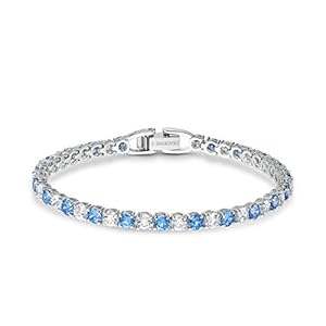SWAROVSKI Women’s Sparkling Dance Necklace, Earrings & Tennis Bracelet, White & Blue Crystal Jewelry Collection