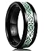 King Will DRAGON Men's 8mm Green Carbon Fiber Silver Celtic Dragon Tungsten Carbide Ring Comfort Fit Wedding Band (10.5)