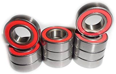 Extreme Hobbies 8x16x5mm Abec 3 Precision Ball Bearings Rubber Seals (Red)