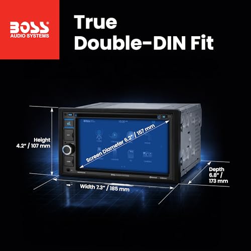 BOSS Audio Systems BV9364B Car Stereo System – 6.2 Inch Double Din Head Unit, Touchscreen LCD, Bluetooth Audio and Hands-Free Calling, Aux-in, USB, SD, CD Player, AM/FM Radio Receiver