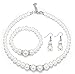 FINREZIO Faux Pearl Choker Necklace Dangle Earrings Bracelet Crystal Jewelry Set for Women Wedding Jewelry Sets Bridesmaids Gifts
