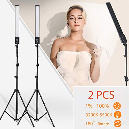 Bi-Color LED Lightweight Video Lights Kit with Tripod Stand Portable Adjustable Brightness Handheld Lamp Photography Studio Continuous Output Lighting Kit for Camera,YouTube Shooting-24W-2 Pack - Thumbnail 6