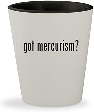 got mercurism? - White Outer &amp; Black Inner Ceramic 1.5oz Shot Glass