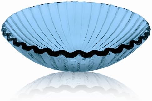 DECOLAV 1035-BL Round Clamshell Natural Glass Vessel Sink, 17-Inch, Blue