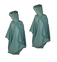 Totes 2 Pack Waterproof Rain Ponchos (Green, One Size)