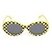Clout Goggles Checkered, Vintage UV 400 Protection Bold Retro Sunglasses, Resin Oval Lens + Plastic Thick Frame, Mod Style Unisex Outdoor Sports Fashion Eyewear 1Pc (Yellow & Checkered)