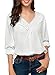 Jevole Womens Casual Roll Sleeve V Neck Chiffon Blouses Tops