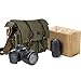 S-ZONE Vintage Camera Messenger Bag Leather Canvas DSLR Shoulder Crossbody Bag