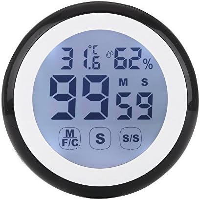 Best Digital Kitchen Timer, Amabin Large Display Touchscreen Cooking Timer with Loud Alarm Countdown Up Timer, Temperature and Humidity Counts, Stand, Magnetic Backing, Big Digits, Black