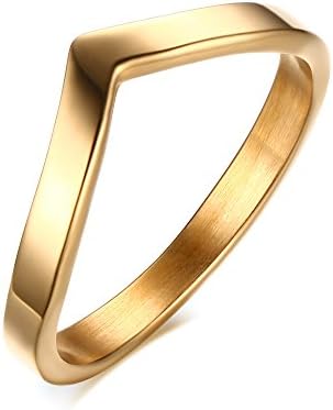 Dreamstone Stainless Steel Chevron Ring for Women,Gold,Size 6-9