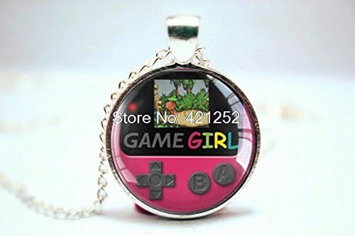 Pretty Lee 2015 Fashion Gamegirl Pendant Gameboy Color Berry Fuchsia Glass Photo Cabochon Necklace Christmas gift