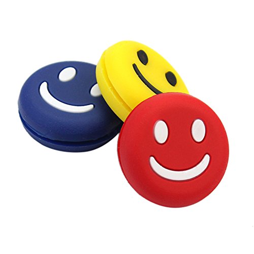 3Pcs Silicone Rubber Smile Smiling Face Shock Vibration Dampener Absorber for Sports Tennis Racquet Racket