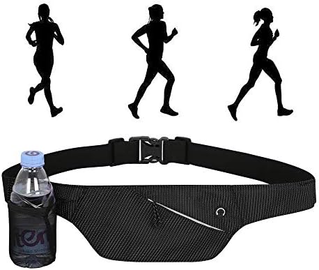 Running belt, Flip Waist Pouch Fitness Belt with Water Bottle Holder, Waterproof Hydration Belts Bum Bag with Headphone Hole - Great for Carrying Money, Phones, Keys or Cards for Men & Women