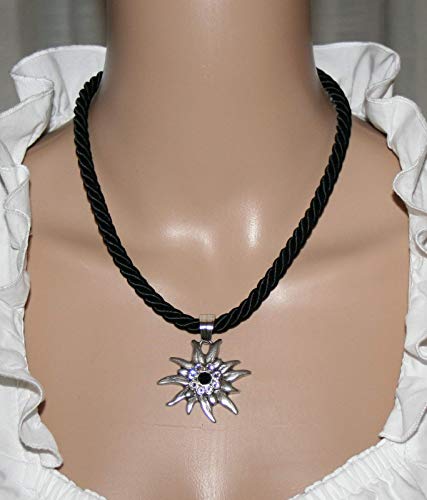 Dirndl necklace costume jewelry dirndl necklace cord edelweiss pendant - Thumbnail 2