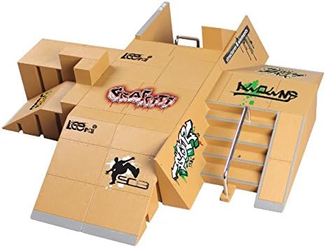 CAOREN Skate Park Kit, 11PCS Skate Park Kit Ramp Parts for Finger Skateboard Ultimate Parks Training Props (11PCS)