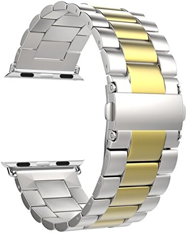 Valuebuybuy Stainless Steel Metal Clasp Buckle Wrist Strap Apple Watch - Silver&amp;Gold/42mm