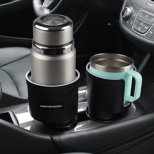 Upgraded Large Cup Holder Expander for Car with Offset Expandable Base