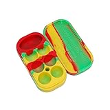 1 Rasta Yellow Green and Red Danktainers Extra Large 7 Compartment Medical Grade Silicone Jars