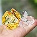 Waltz&F Crystal Rose Flower,Glass Rose Paperweight Figurine Collectible Statue Wedding Table Centerpiece Ornament,Yellow Rose