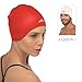 Reversible Silicone Swim Cap, Waterproof 2-in-1 Swimming Caps for Women with Carry Bag, Flexible Adult Swimmers Cap for Short and Medium Length Hair