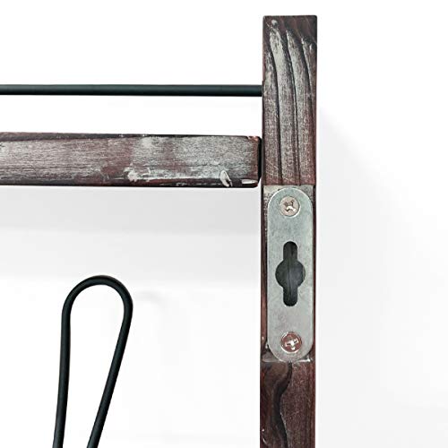 image for J JACKCUBE DESIGN Rustic Wall Mounted Coat Rack 5 Hooks Wood Floating 