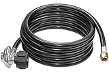 DOZYANT Vertical 12 Feet Propane Regulator and Hose Universal Grill Regulator Replacement Parts, QCC1 Hose and Regulator for Most LP Gas Grill, Heater and Fire Pit Table,3/8