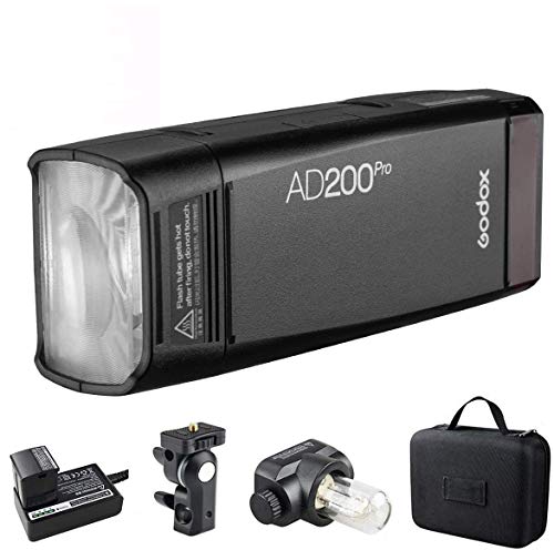 Godox AD200Pro Außen Kamera Blitz,Double Head Strobe 200Ws 2,4G-Blitz,1/8000 HSS,500 Vollleistungsblitze,0,01-2,1s…
