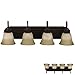 Four Globe Bathroom Vanity Light Bar Bath Fixture, Oil Rubbed Bronze Alabaster Glass