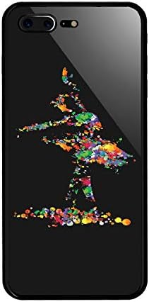 The Mass iPhone 7/8 Plus Case,Tempered Glass Back and Shockproof Bumper Cover for iPhone 7/8 Plus (Ballerina with Paint Splash)