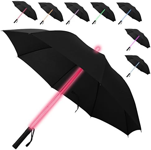 LED Umbrella, Lightsaber Umbrella, Golf Umbrella with 7 Colors Changing On The Shaft/Built in Torch on Bottom
