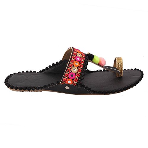 great art women girl's party office ethnic black kolhapuri chappal sandals