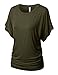 URBANCLEO Womens Short Sleeve Dolman Drape Top Shirts (Plus
